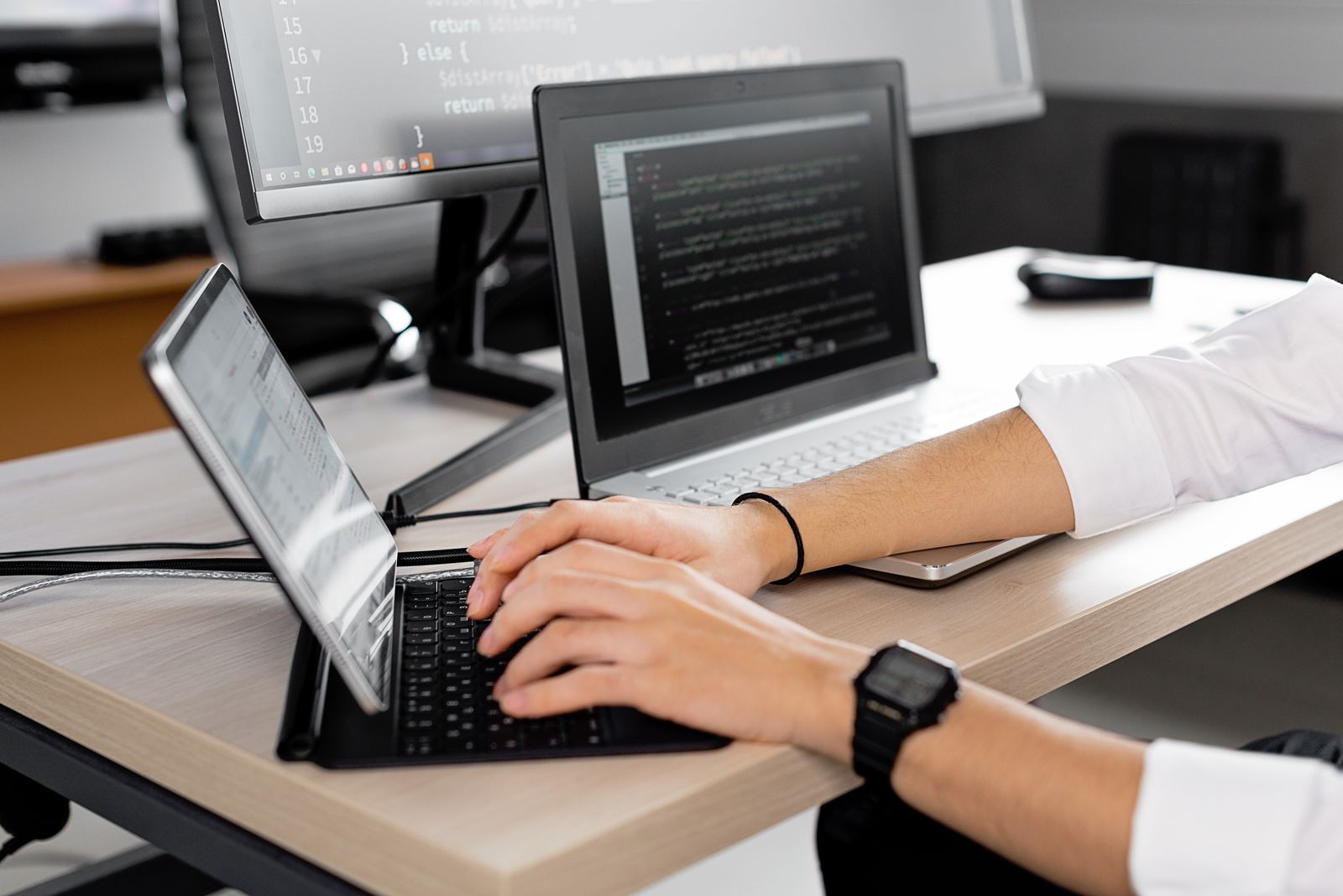 Developer and SEO specialist reviewing technical site data